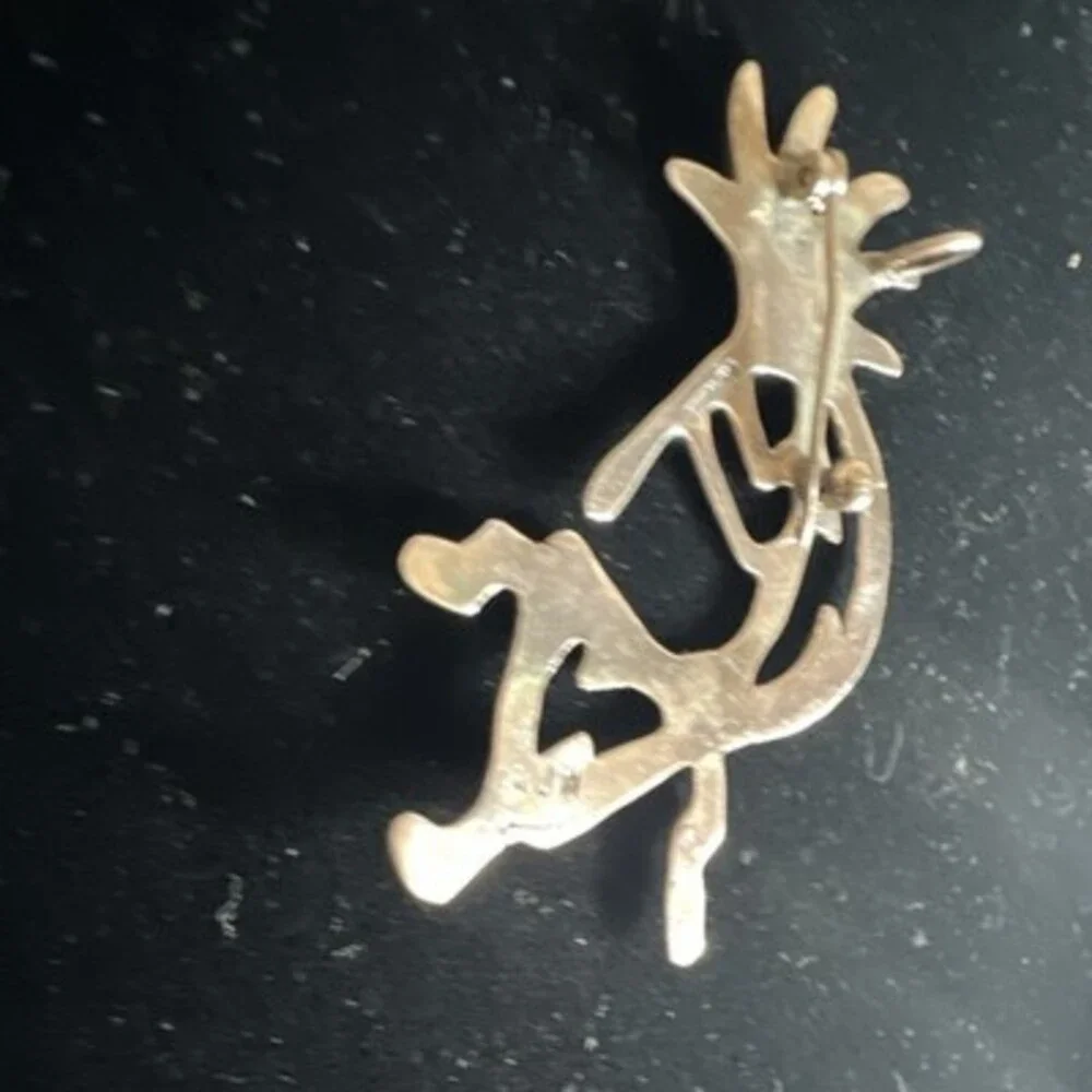 AJW Sterling Silver Native American Kokopelli Brooch 2in Tribal Design